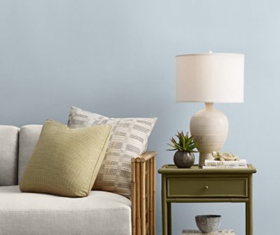 Living room painted in Upward SW 6239.