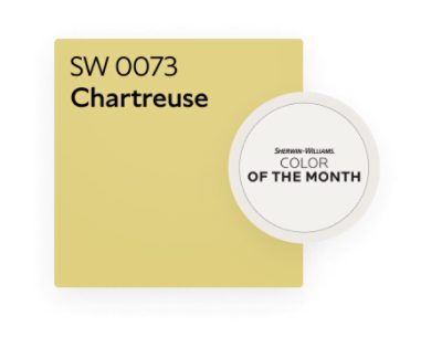 Sherwin-Williams' July 2022 Color of the Month SW 0073 Chartreuse.