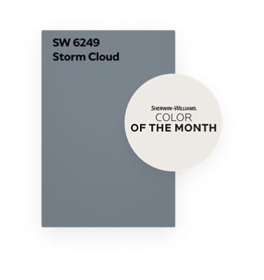Color chip of SW 6249 Storm Cloud, color of the month.