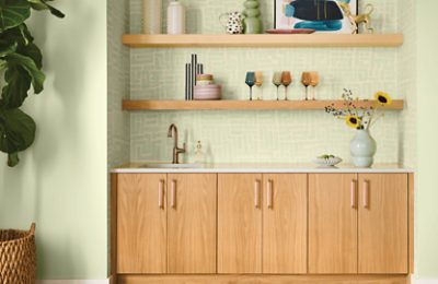 A mini bar painted Honeydew.