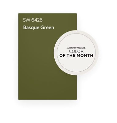 Sherwin-Williams' June 2022 Color of the Month SW 6426 Basque Green.
