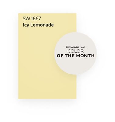 Sherwin Williams color chip in SW 1667 Icy Lemonade, color of the month.