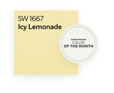 Sherwin Williams color chip in SW 1667 Icy Lemonade, color of the month.