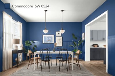 Dining room painted in SW 6524 Commodore.