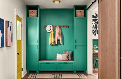 A mudroom painted Alexandrite.