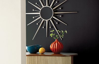 An entryway painted Black Magic.