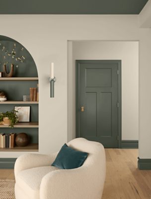 A door and trim painted Rosemary SW 6187.