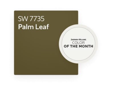 Sherwin Williams Color of the Month color chip of Palm Leaf SW 7735.