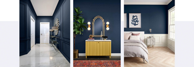 Sherwin Williams 2020 Color of the Year Naval SW 6244 colored rooms. 