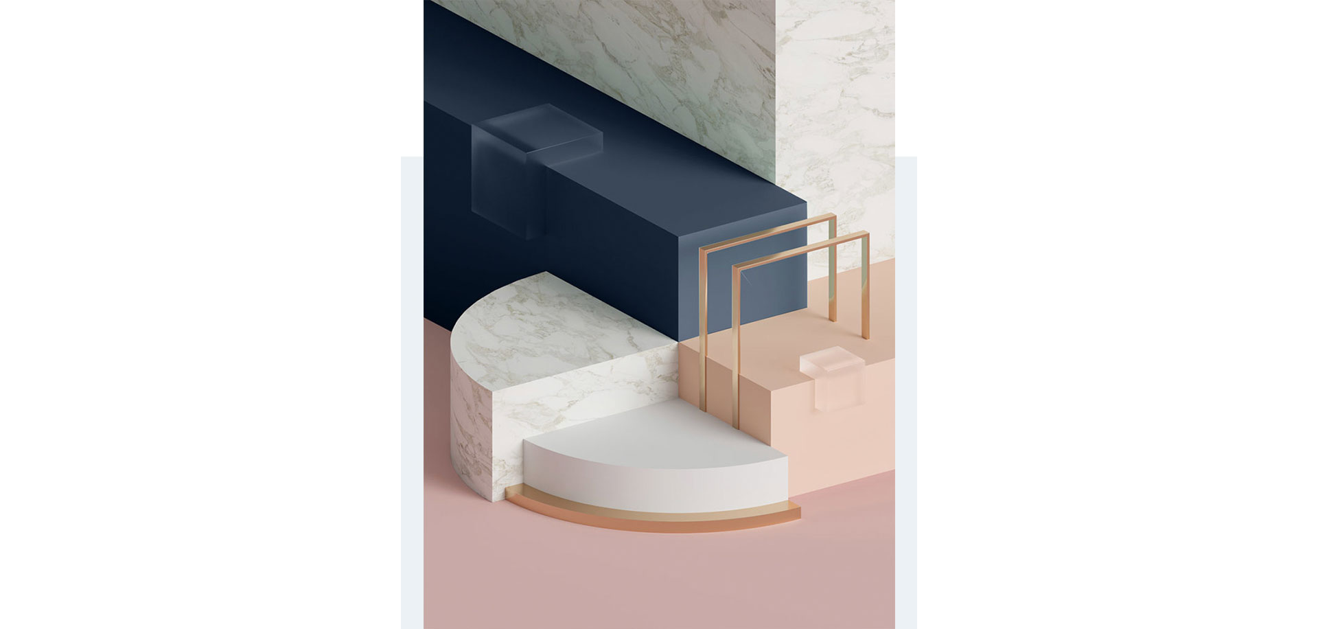 Sherwin Williams Color of the Year 2020 navy, marble, and light pink abstract background. 