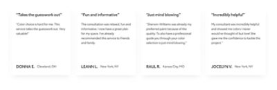 Customer reviews of color consultations.