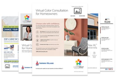 Sherwin-Williams materiales de marketing personalizables.