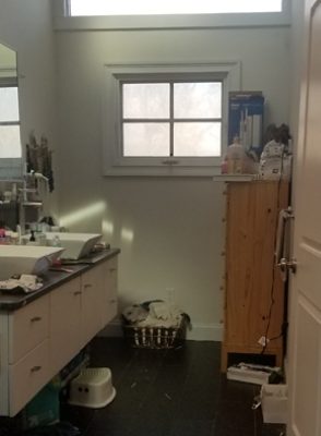 Image of two bathrooms before a transformative remodel.