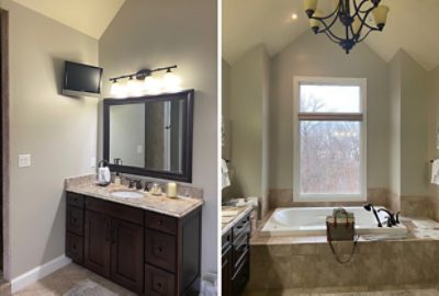 Image of two bathrooms before a transformative remodel.