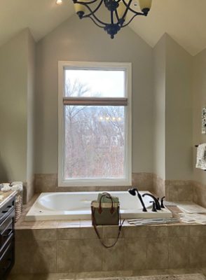 before photo of bathroom transformation.