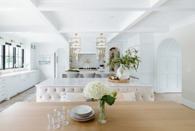 after photo of kitchen with bright whites and neutrals.