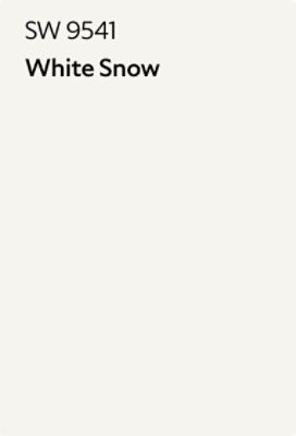 A Sherwin-Williams Color Chip for White Snow SW 9541.