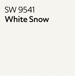 A Sherwin-Williams Color Chip for White Snow SW 9541.