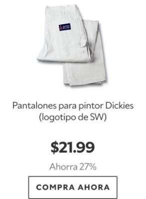 Pantalones para pintor Dickies (logotipo de SW). $21.99. Ahorra 27%. Compra ahora.