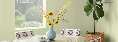 A bright kitchen painted in Honeydew SW 6428.