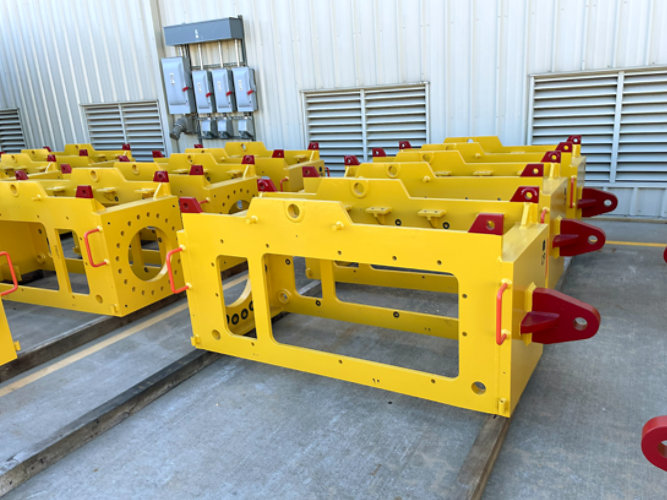 offshore mud mats coated in yellow and red with Dura-Sub C1230