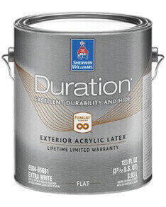 A gallon of Duration Exterior Acrylic Latex.