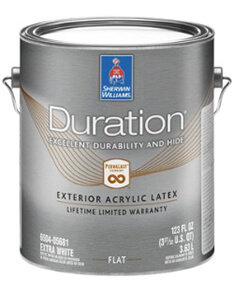 A gallon of Duration Exterior Acrylic Latex.