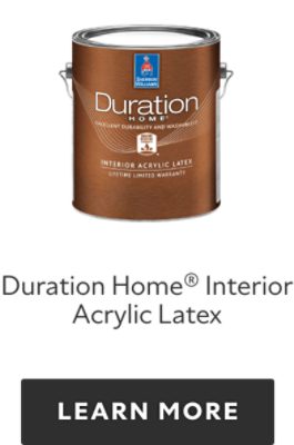 Can of Sherwin-Williams Duration Home Interior Acrylic Latex, learn more.