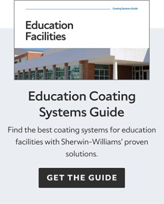 Education Coating Systems Guide. Find the best coating systems for education facilities with Sherwin-Williams proven solutions. Get the guide.