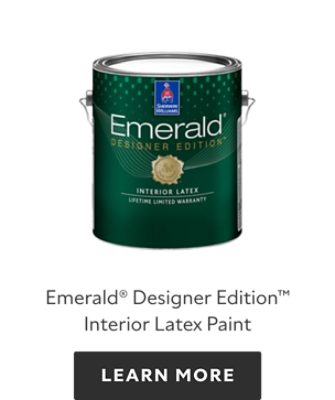 Can of Sherwin-Williams Emerald Designer Edition Interior Latex Paint, learn more.