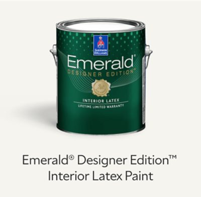 A can of Sherwin-Williams Emerald Designer Edition Interior Latex Paint.