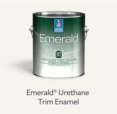 A can of Sherwin-Williams Emerald Urethane Trim Enamel.