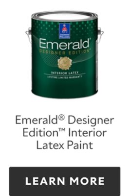 Can of Sherwin-Williams Emerald Designer Edition Interior Latex Paint, learn more.