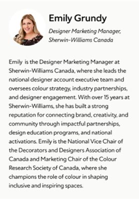 A biography card for Emily Grundy.