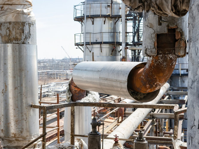 bio-mass facility with corroded pipes