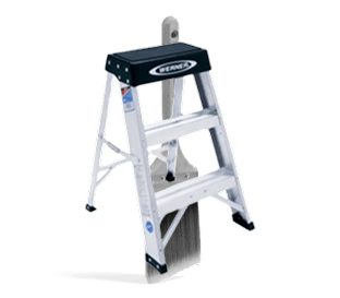 A ladder and a paint brush.