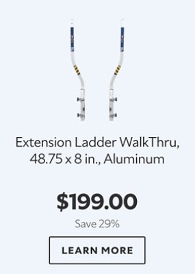 Extension Ladder WalkThru, 48.75 x 8 in., Aluminum. $199.00. Save 29%. Learn more.