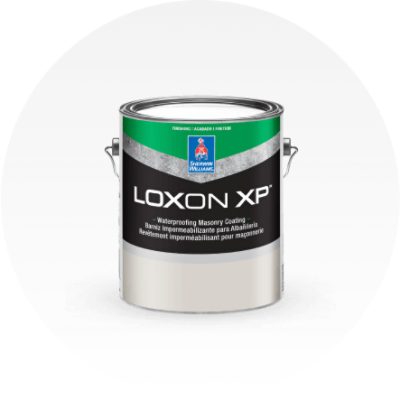 A can of Loxon XP Waterproofing Masonry Coating.