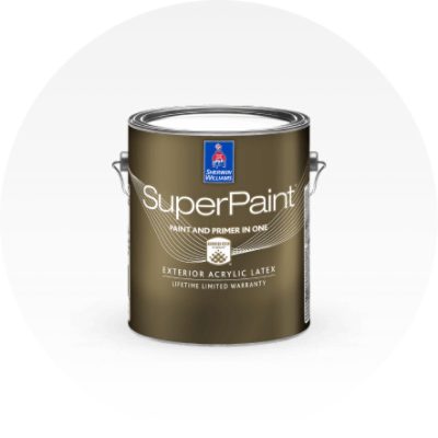 A can of SuperPaint Exterior Acrylic Latex.