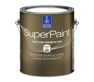 A can of SuperPaint Exterior Acrylic Latex.