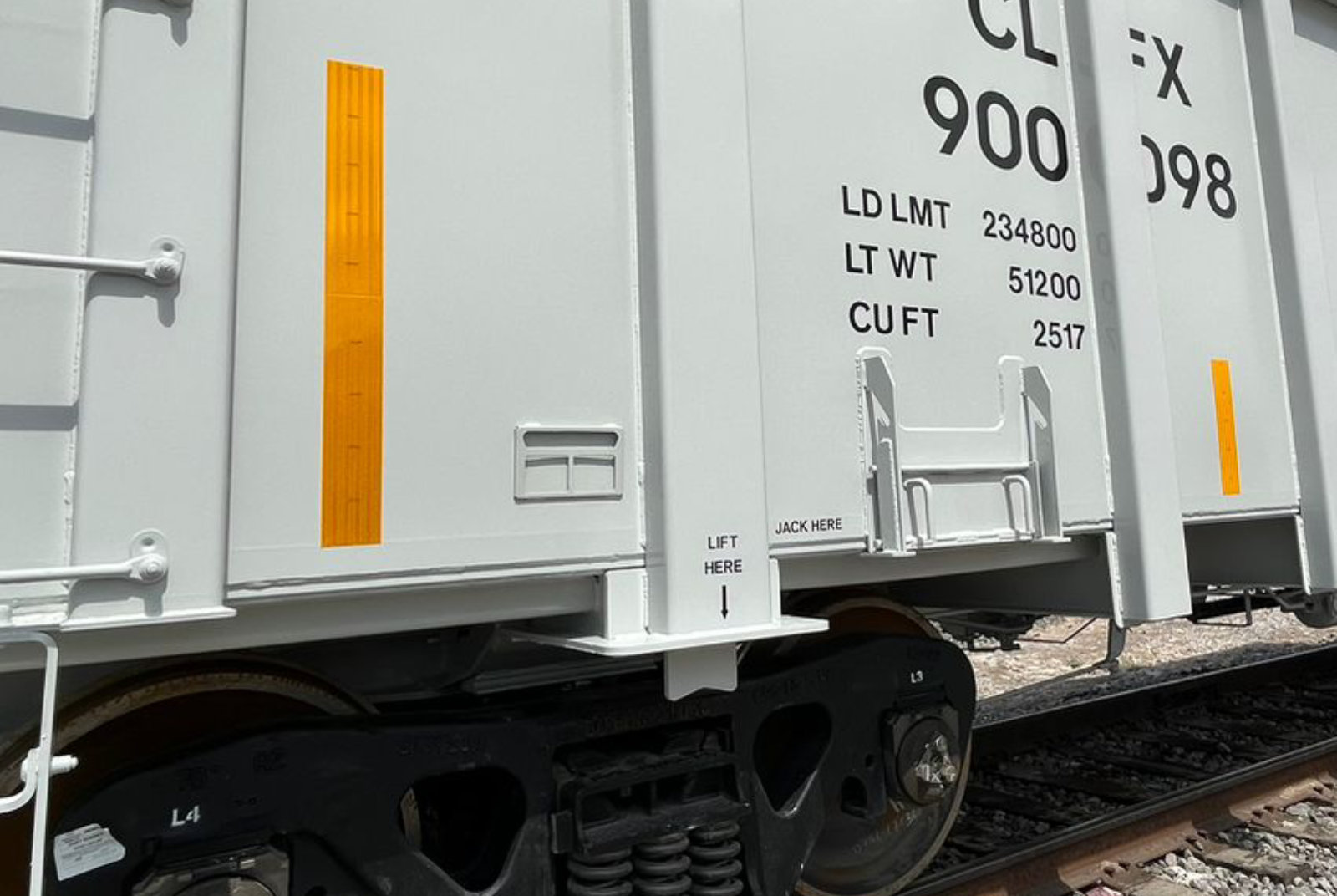 close up of blue rail car