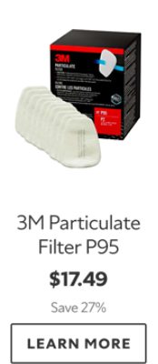 3M Particulate Filter P95. $17.49. Save 27%. Learn more.