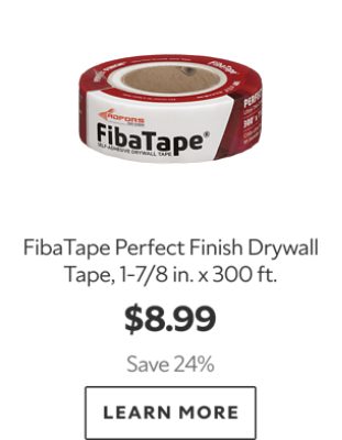FibaTape Perfect Finish Drywall Tape, 1-7/8 in. x 300 ft. $8.99. Save 24%. Learn More.