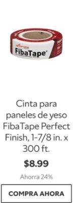 Cinta para paneles de yeso FibaTape Perfect Finish, 1-7/8 in. x 300 ft. $8.99. Ahorra 24%. Compra ahora.