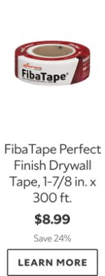 FibaTape Perfect Finish Drywall Tape, 1-7/8 in. x 300 ft. $8.99. Save 24%. Learn More.