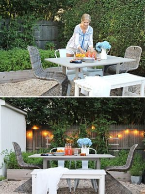 The final look of an exterior table that was painted and decorated.