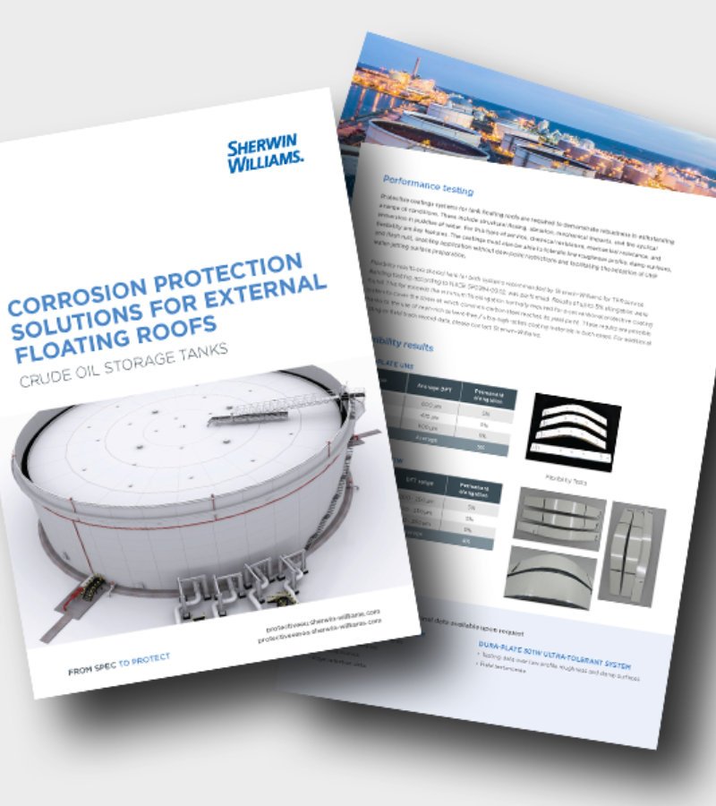 page spread view of floating roofs brochure
