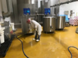 Resinous floor in food processing plant