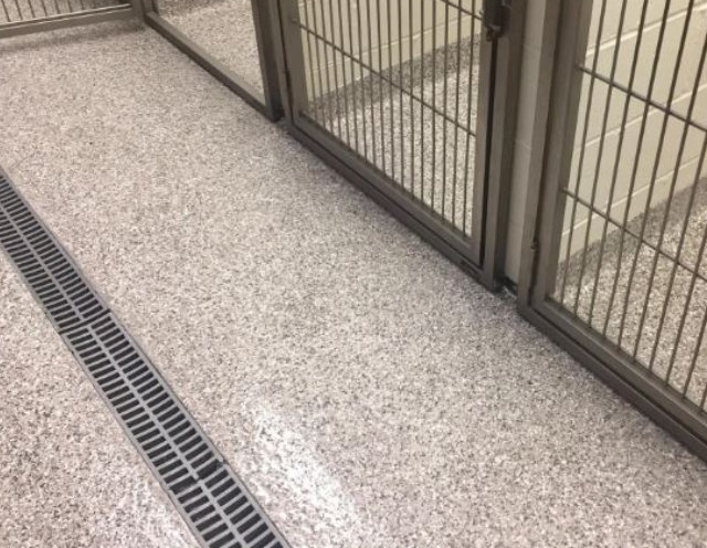 veterinary-kennel-flooring with drain