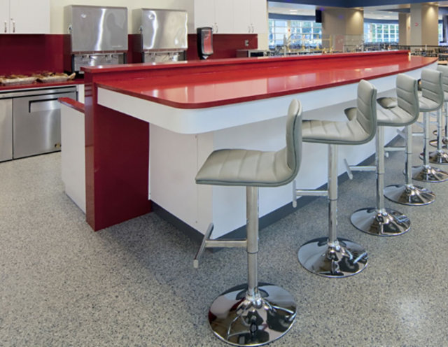 Cafeteria with resinous flooring